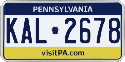 PA license plate KAL2678