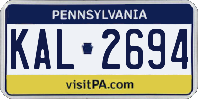 PA license plate KAL2694