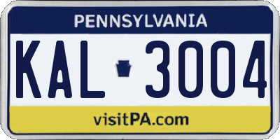 PA license plate KAL3004
