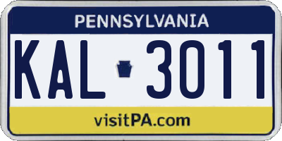 PA license plate KAL3011