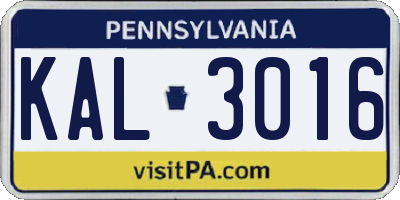 PA license plate KAL3016