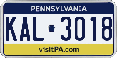 PA license plate KAL3018