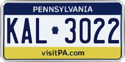 PA license plate KAL3022