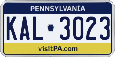 PA license plate KAL3023