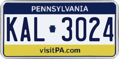 PA license plate KAL3024