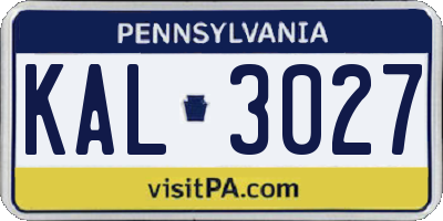 PA license plate KAL3027