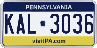 PA license plate KAL3036