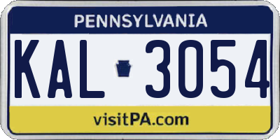 PA license plate KAL3054