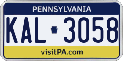 PA license plate KAL3058
