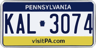 PA license plate KAL3074