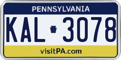PA license plate KAL3078