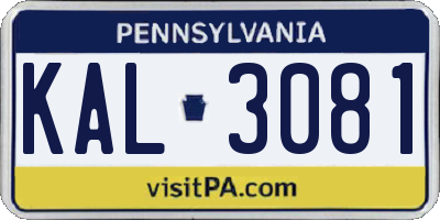 PA license plate KAL3081