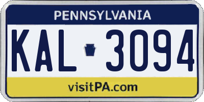 PA license plate KAL3094