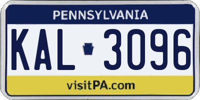 PA license plate KAL3096