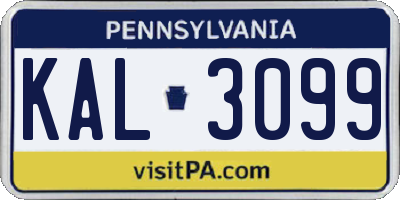 PA license plate KAL3099