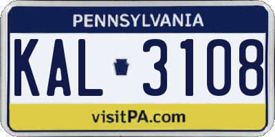 PA license plate KAL3108
