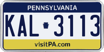 PA license plate KAL3113