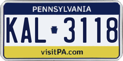 PA license plate KAL3118