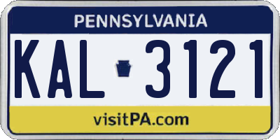 PA license plate KAL3121