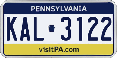 PA license plate KAL3122