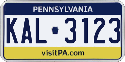 PA license plate KAL3123