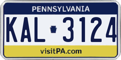 PA license plate KAL3124
