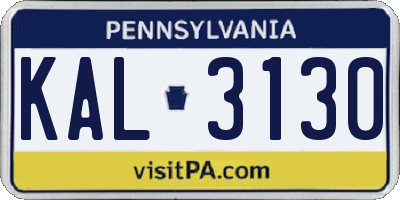 PA license plate KAL3130