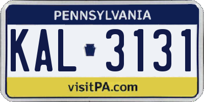 PA license plate KAL3131