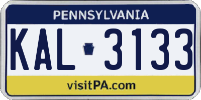 PA license plate KAL3133