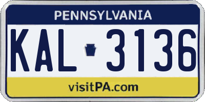 PA license plate KAL3136