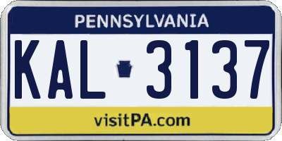 PA license plate KAL3137