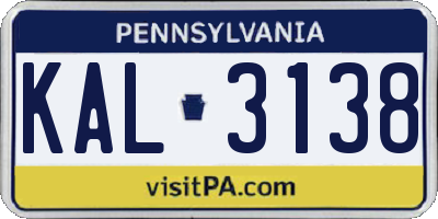 PA license plate KAL3138