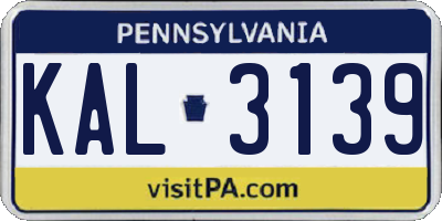 PA license plate KAL3139