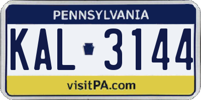 PA license plate KAL3144