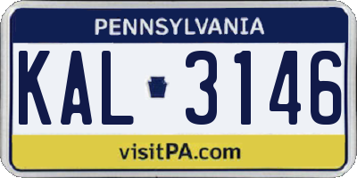PA license plate KAL3146