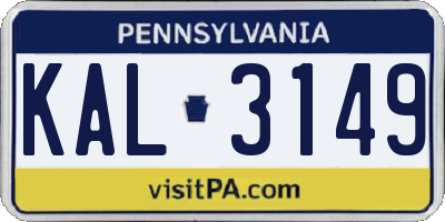 PA license plate KAL3149