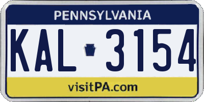 PA license plate KAL3154