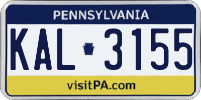 PA license plate KAL3155