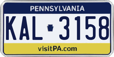PA license plate KAL3158