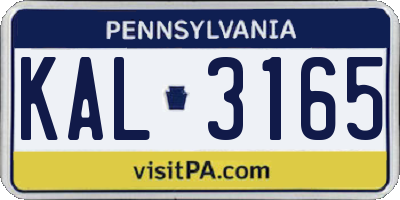 PA license plate KAL3165