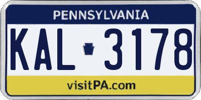 PA license plate KAL3178