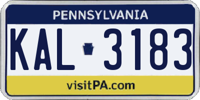 PA license plate KAL3183