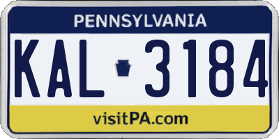 PA license plate KAL3184