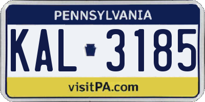PA license plate KAL3185