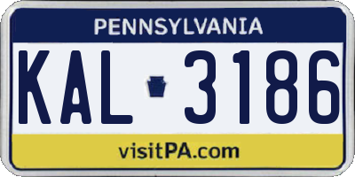 PA license plate KAL3186