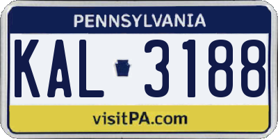 PA license plate KAL3188
