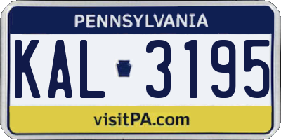 PA license plate KAL3195