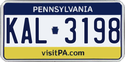 PA license plate KAL3198