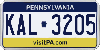 PA license plate KAL3205