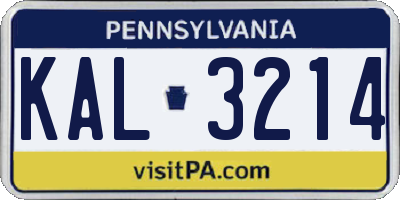 PA license plate KAL3214